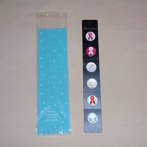 B1G1 Free Sale Lot of 6 18mm Glass Snap Buttons Cancer Ribbon